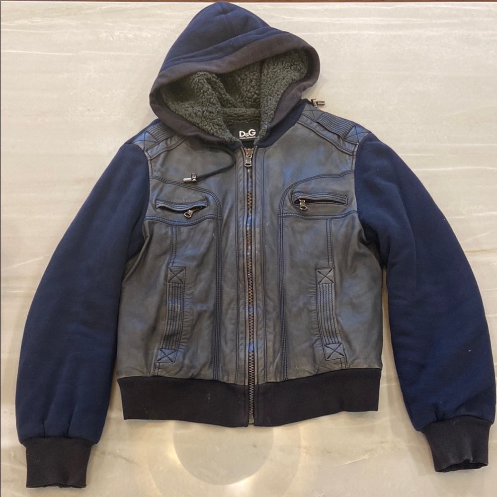 D&G Blue and Black Hooded Jacket